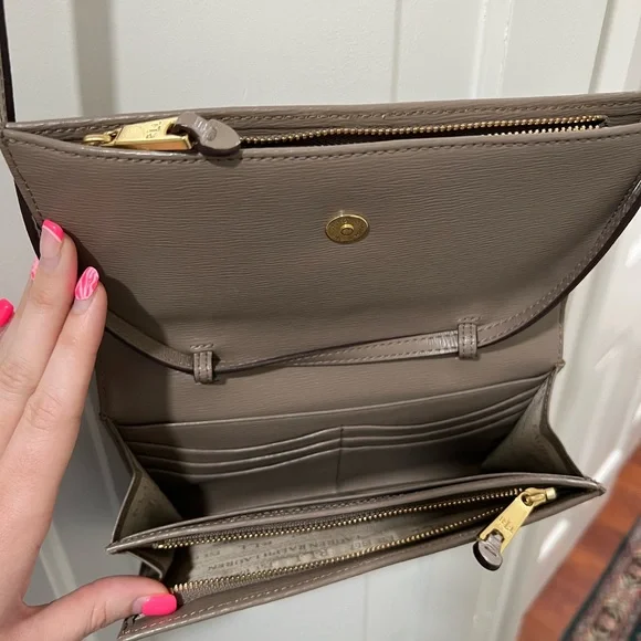 Ralph Lauren Taupe Envelope Style Crossbody Bag - Picture 5 of 7